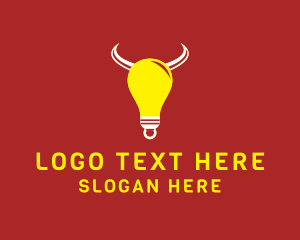 Bull - Bull Light Bulb logo design