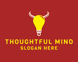 Thinking - Bull Light Bulb logo design