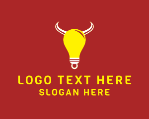 Thinking - Bull Light Bulb logo design