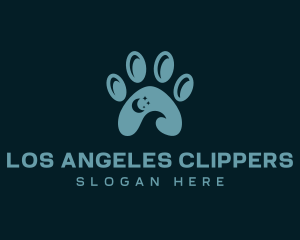 Animal Shelter - Night Crescent Paw Print logo design