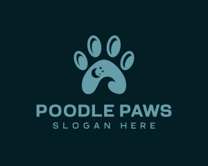 Night Crescent Paw Print logo design