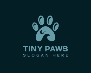 Night Crescent Paw Print logo design