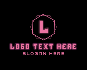 Gamer Girl - Glowing Neon Geometric logo design