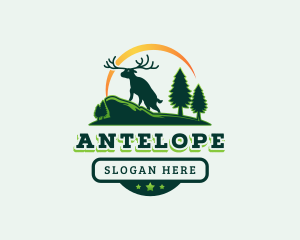 Forest Deer Antler logo design