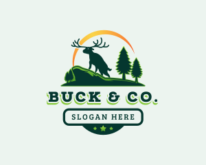 Forest Deer Antler logo design