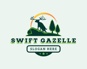 Gazelle - Forest Deer Antler logo design