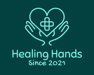 Heart Medical Cross Hands logo design