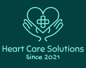 Heart Medical Cross Hands logo design