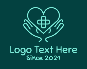 Teleconsult - Heart Medical Cross Hands logo design