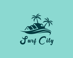 Surfing Wave Beach Resort logo design