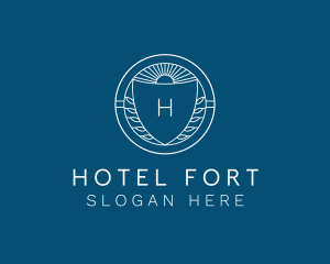 Wreath Shield Hotel Resort  logo design