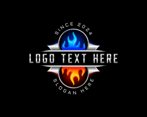 Fuel - HVAC Heat Cool Flame logo design