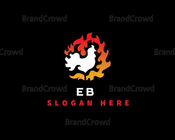 Chicken Barbecue Flame Logo