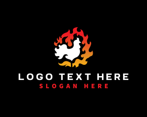 Rooster - Chicken Barbecue Flame logo design