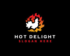 Chicken Barbecue Flame logo design