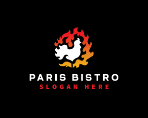 Chicken Barbecue Flame logo design