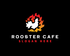 Chicken Barbecue Flame logo design