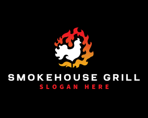 Barbecue - Chicken Barbecue Flame logo design
