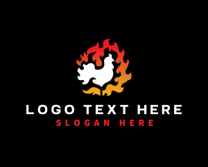 Cooking - Chicken Barbecue Flame logo design