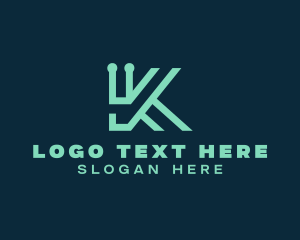 Software - Digital Letter K Circuit logo design