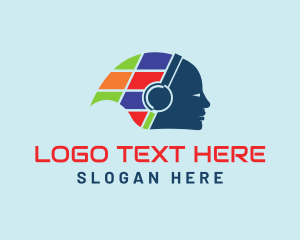 Color - Abstract Digital Head logo design
