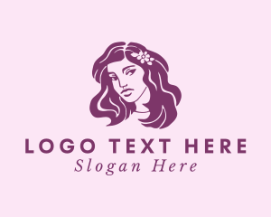Hairdressing - Purple Floral Woman logo design