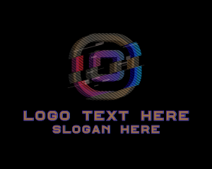 Vhs - Gradient Glitch Letter O logo design