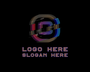 Vhs - Gradient Glitch Letter O logo design