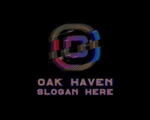 Gradient Glitch Letter O logo design