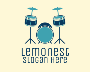 Musical - Blue Drum Set logo design