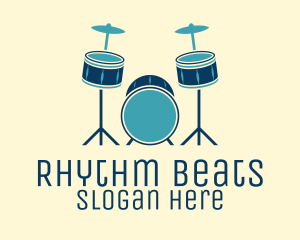 Drums - Blue Drum Set logo design