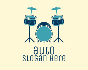 Drummer - Blue Drum Set logo design