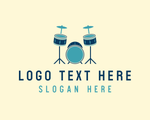 Music Lessons - Blue Drum Set logo design