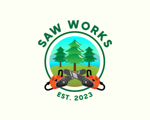 Chainsaw - Chainsaw Tree Logging logo design