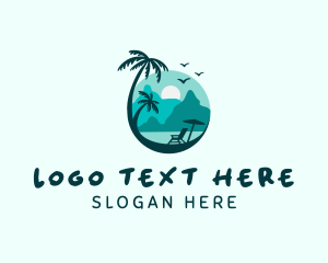 Palm Tree - Tourist Beach Island logo design