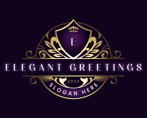 Luxury Leaf Crown Shield logo design