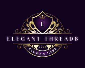 Luxury Leaf Crown Shield logo design