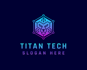 Digital Tech Lion logo design