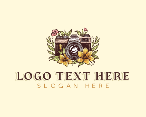 Vintage - Flower Camera Lens logo design