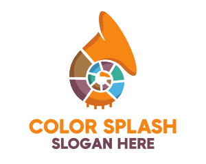 Multicolor Seashell French Horn logo design