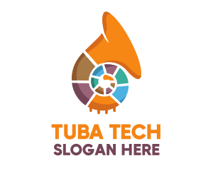 Tuba - Multicolor Seashell French Horn logo design