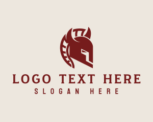 Fighter - Horn Spartan Helmet logo design