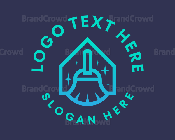 Broom House Cleaning Logo