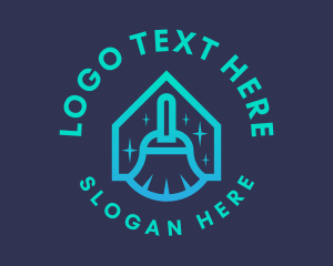 Sanitary - Broom House Cleaning logo design