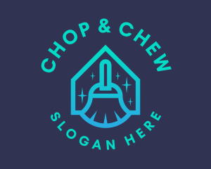 Broom House Cleaning Logo