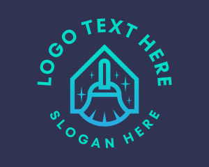 Broom House Cleaning Logo