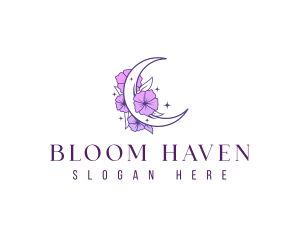 Flower Floral Moon logo design