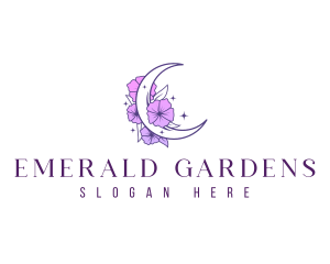 Flower Floral Moon logo design