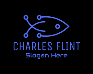 Networking - Minimalist Fish Circuitry logo design