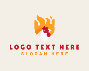 Rooster - Chicken Flame Barbecue logo design